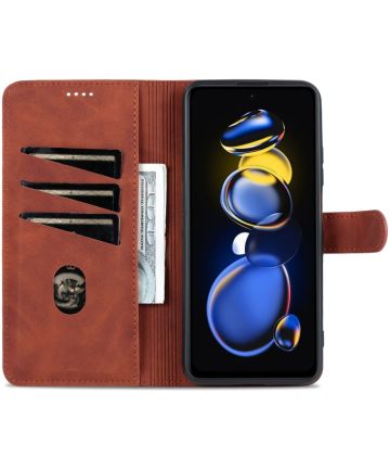 AZNS Xiaomi Poco X4 GT Hoesje Wallet Book Case Kunstleer Bruin Hoesjes