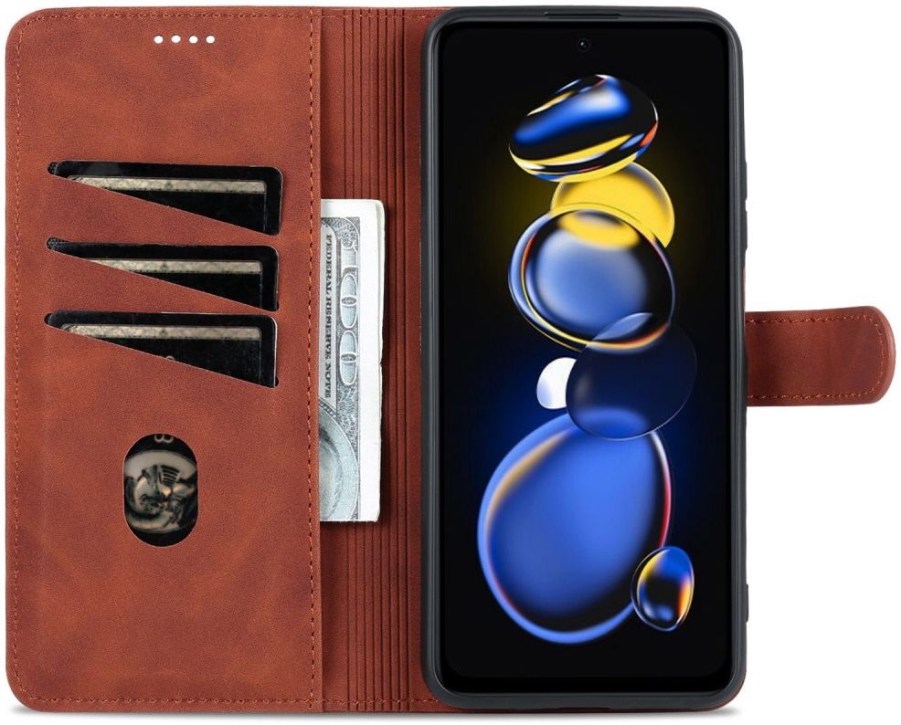 AZNS Xiaomi Poco X4 GT Hoesje Wallet Book Case Kunstleer Bruin afbeelding 1