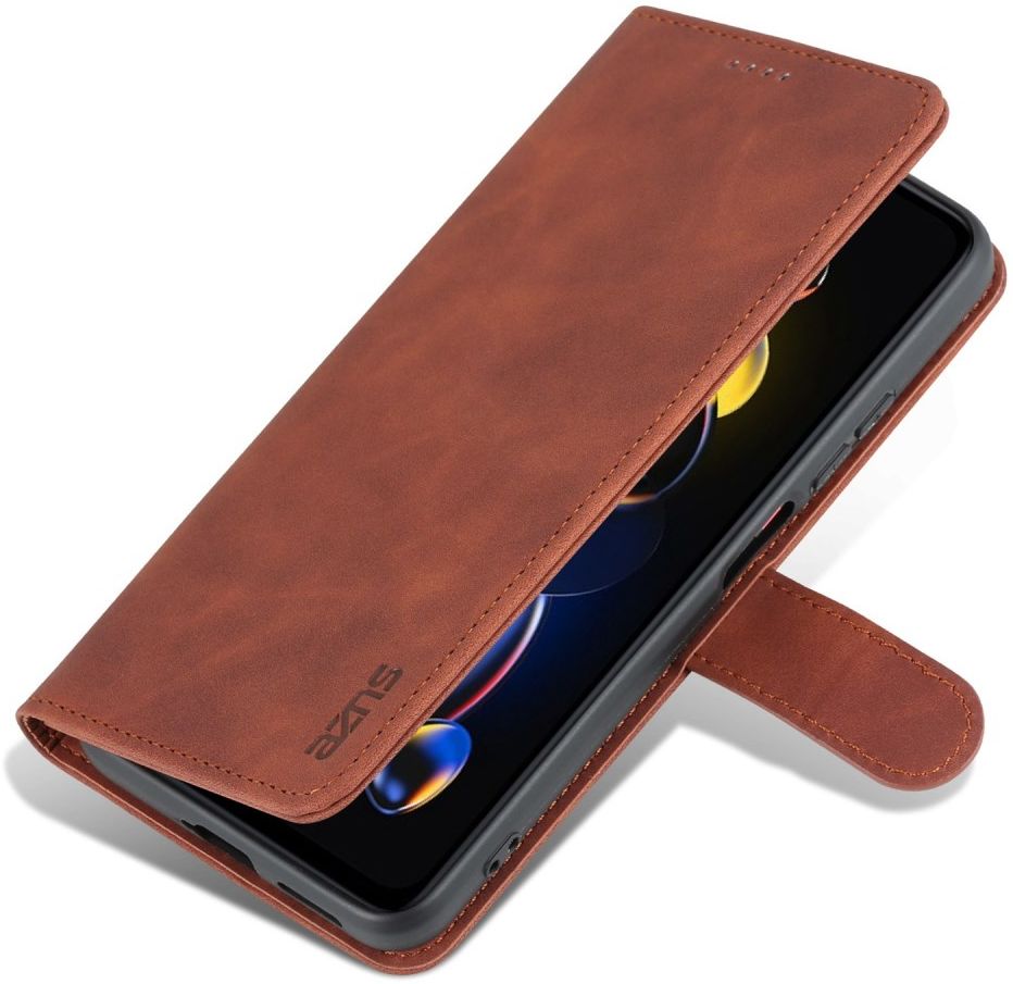 AZNS Xiaomi Poco X4 GT Hoesje Wallet Book Case Kunstleer Bruin afbeelding 2