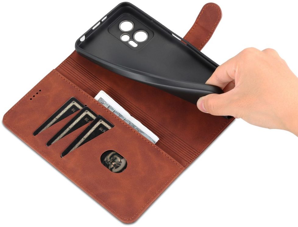 AZNS Xiaomi Poco X4 GT Hoesje Wallet Book Case Kunstleer Bruin afbeelding 4