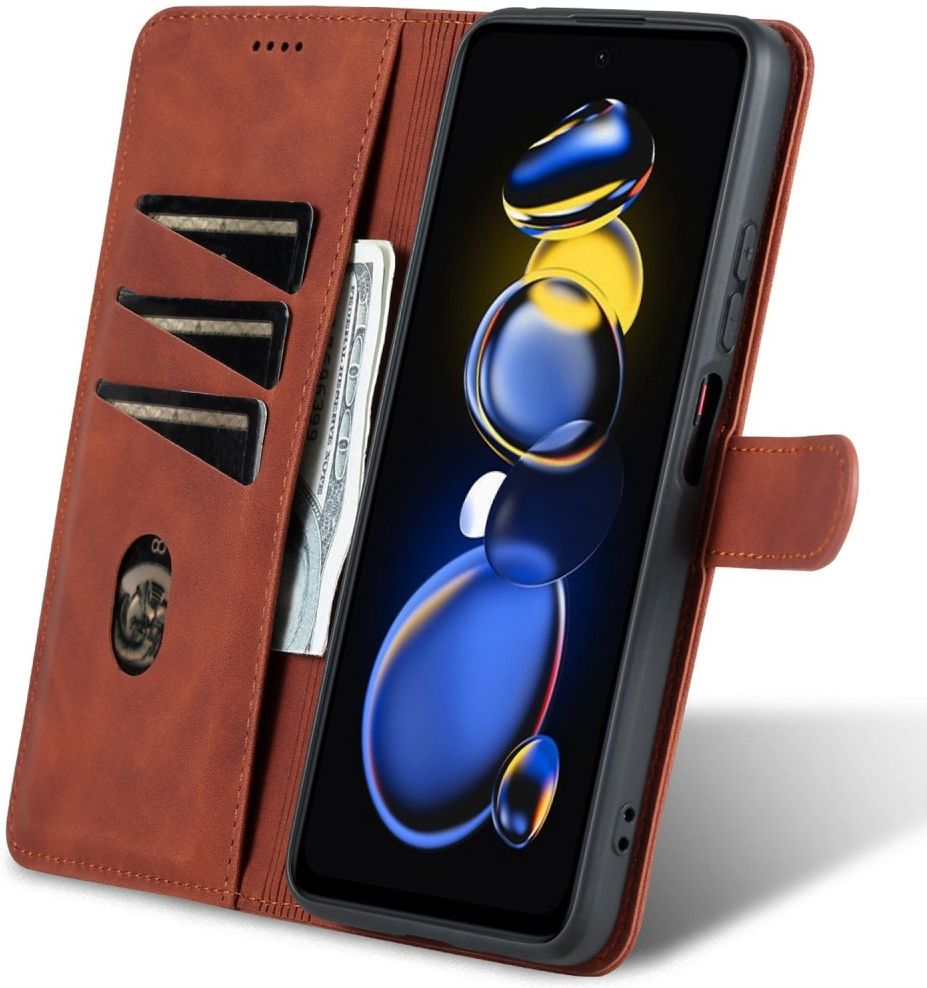AZNS Xiaomi Poco X4 GT Hoesje Wallet Book Case Kunstleer Bruin afbeelding 6