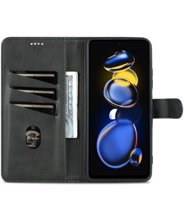 AZNS Xiaomi Poco X4 GT Hoesje Wallet Book Case Kunstleer Zwart Hoesjes