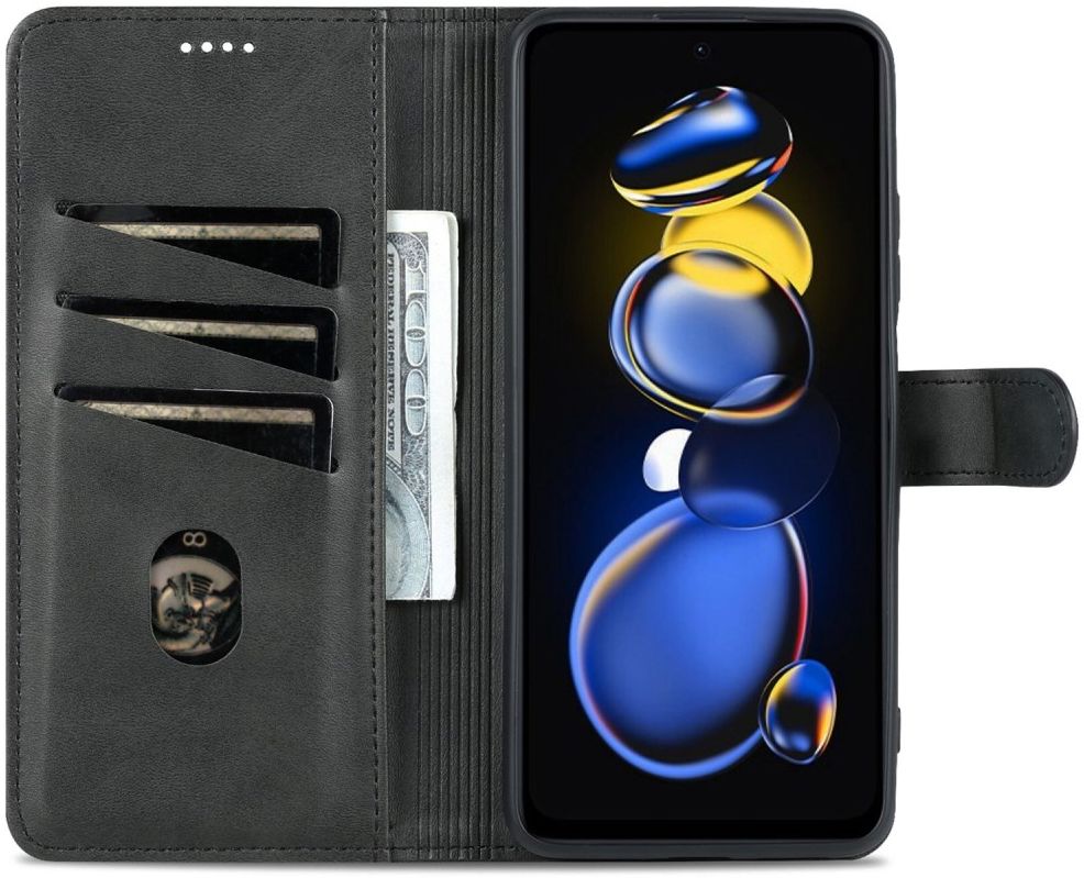 AZNS Xiaomi Poco X4 GT Hoesje Wallet Book Case Kunstleer Zwart afbeelding 1