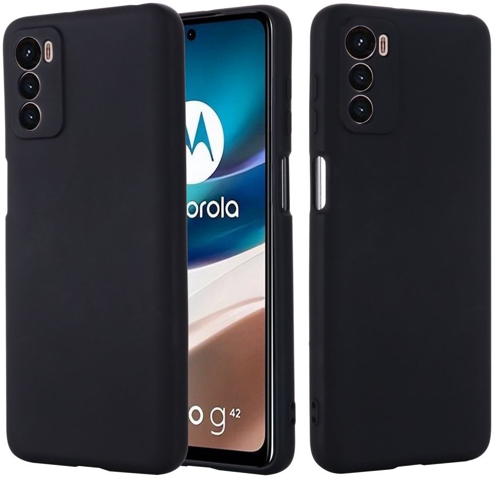 Motorola Moto G42 Hoesje Siliconen Back Cover Zwart afbeelding 2