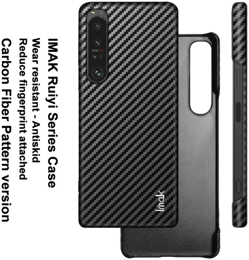 Imak Ruiyi Sony Xperia 1 IV Hoesje Carbon Fiber Back Cover Zwart afbeelding 3