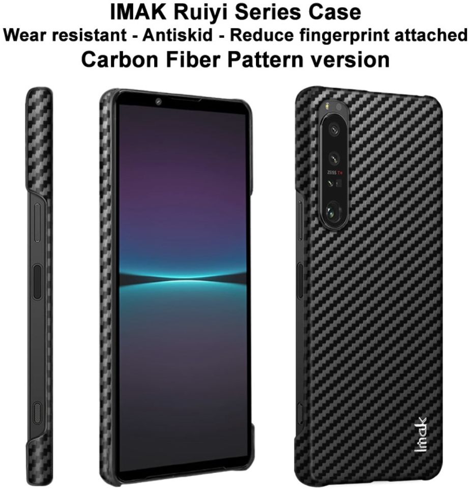 Imak Ruiyi Sony Xperia 1 IV Hoesje Carbon Fiber Back Cover Zwart afbeelding 5