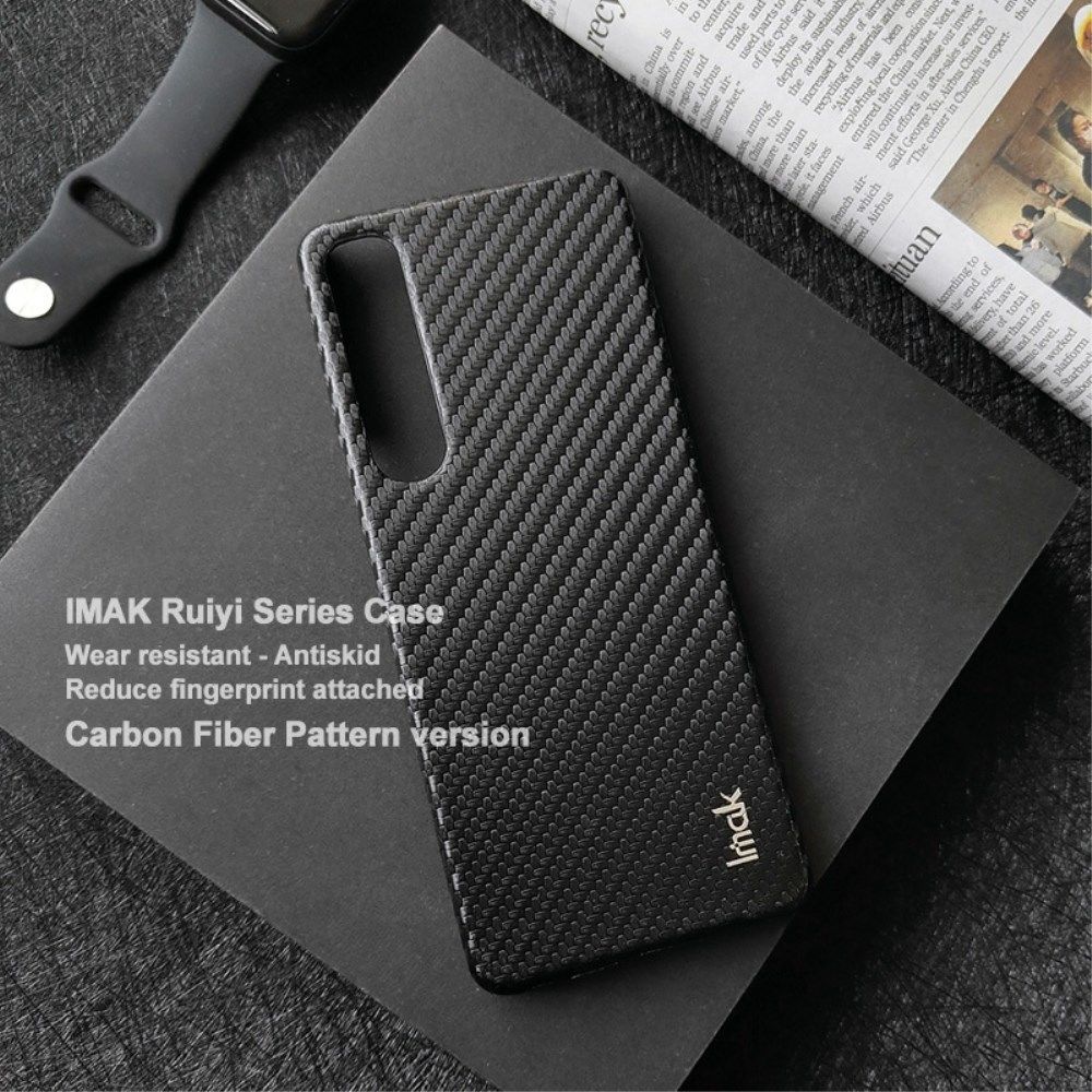Imak Ruiyi Sony Xperia 1 IV Hoesje Carbon Fiber Back Cover Zwart afbeelding 7