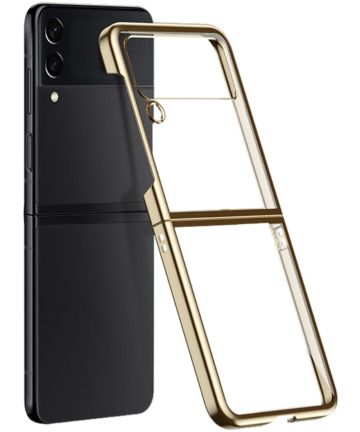 Samsung Galaxy Z Flip 4 Hoesje Back Cover Transparant/Goud Hoesjes