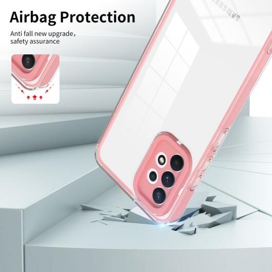 Samsung Galaxy A53 Hoesje Schokbestendig Back Cover Transparant/Roze afbeelding 2