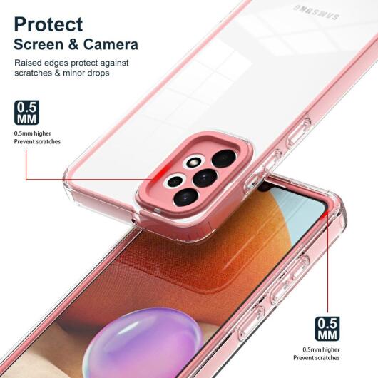 Samsung Galaxy A53 Hoesje Schokbestendig Back Cover Transparant/Roze afbeelding 3
