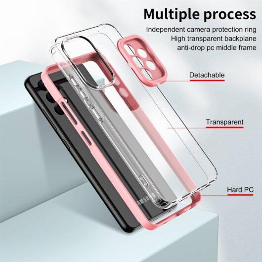 Samsung Galaxy A53 Hoesje Schokbestendig Back Cover Transparant/Roze afbeelding 7