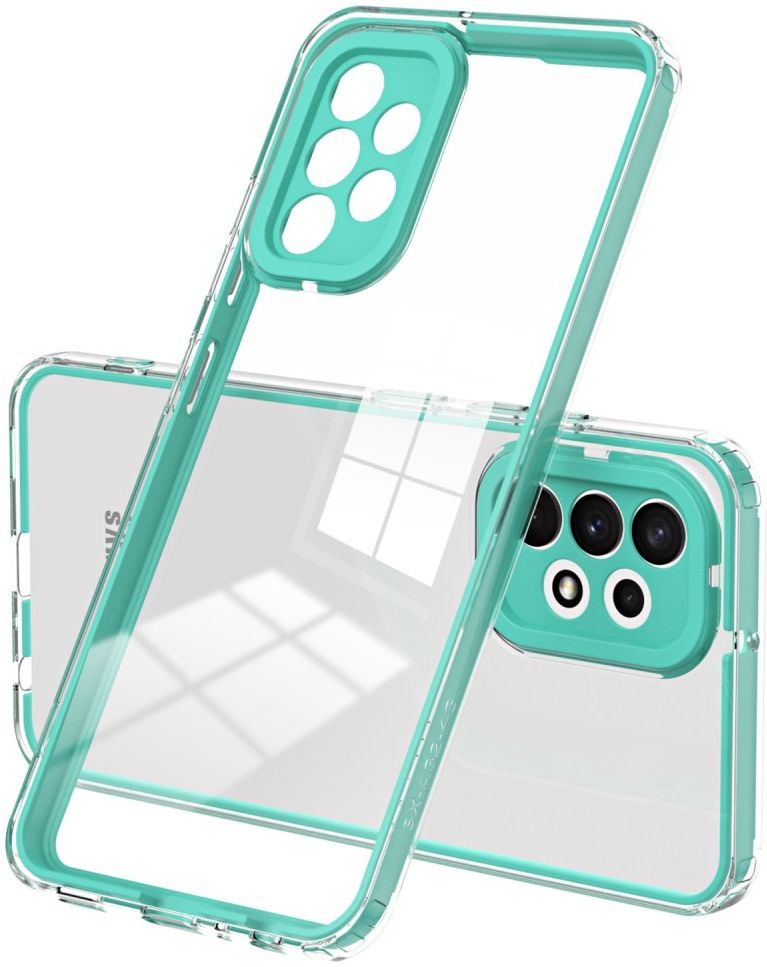 Samsung Galaxy A53 Hoesje Schokbestendig Back Cover Transparant/Groen afbeelding 1