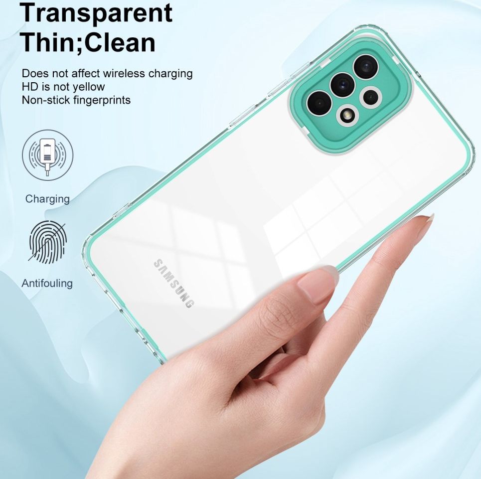 Samsung Galaxy A53 Hoesje Schokbestendig Back Cover Transparant/Groen afbeelding 5