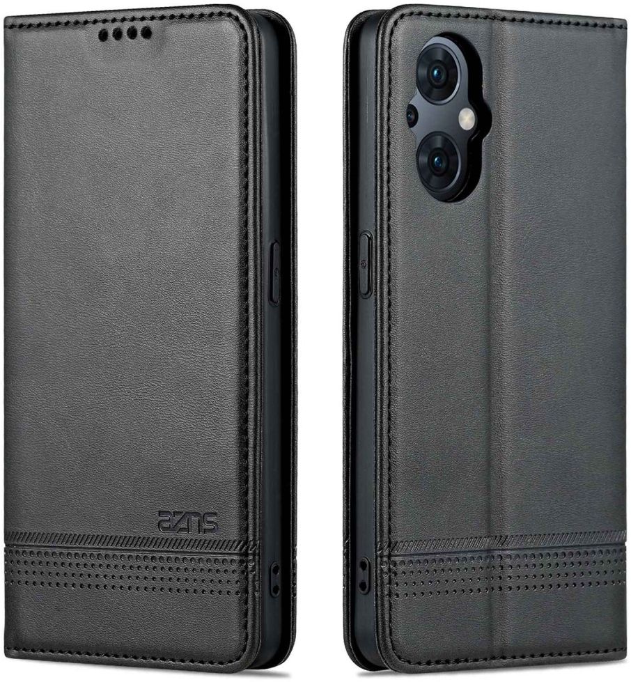 AZNS Oppo Reno 8 Lite Hoesje Portemonnee Book Case Kunstleer Zwart afbeelding 3