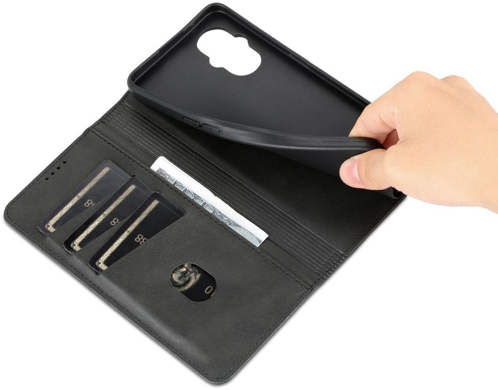 AZNS Oppo Reno 8 Lite Hoesje Portemonnee Book Case Kunstleer Zwart afbeelding 4
