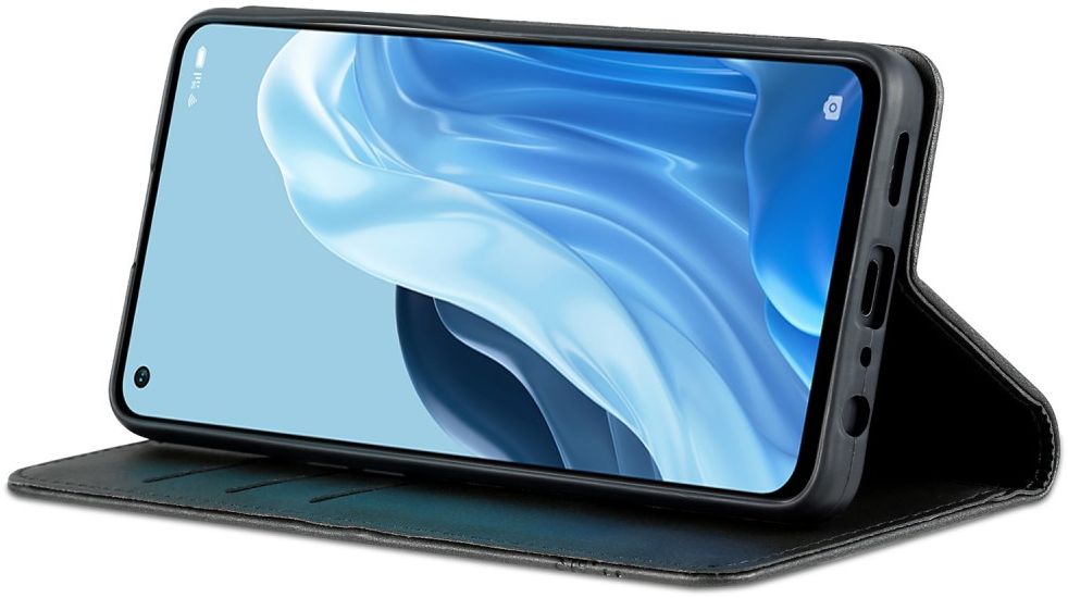 AZNS Oppo Reno 8 Lite Hoesje Portemonnee Book Case Kunstleer Zwart afbeelding 5
