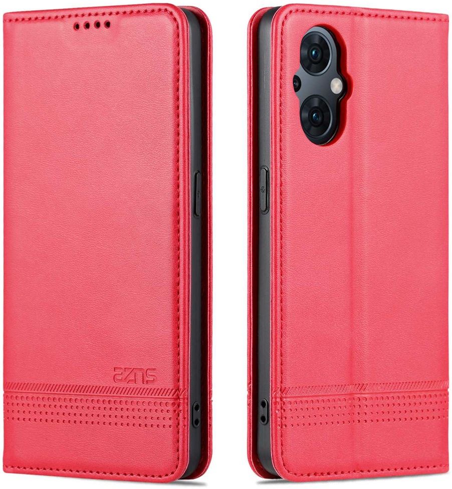 AZNS Oppo Reno 8 Lite Hoesje Portemonnee Book Case Kunstleer Rood afbeelding 3