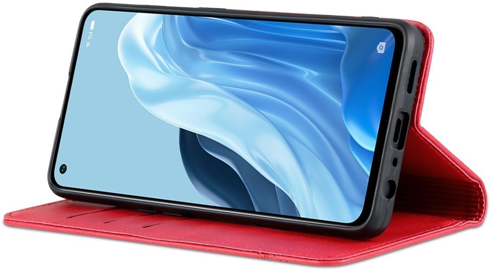 AZNS Oppo Reno 8 Lite Hoesje Portemonnee Book Case Kunstleer Rood afbeelding 5