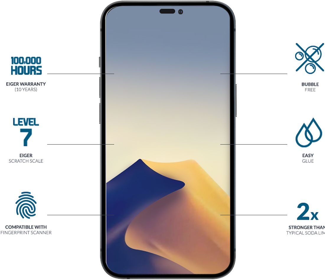 Eiger Apple iPhone 14 Pro Tempered Glass Case Friendly Plat afbeelding 3