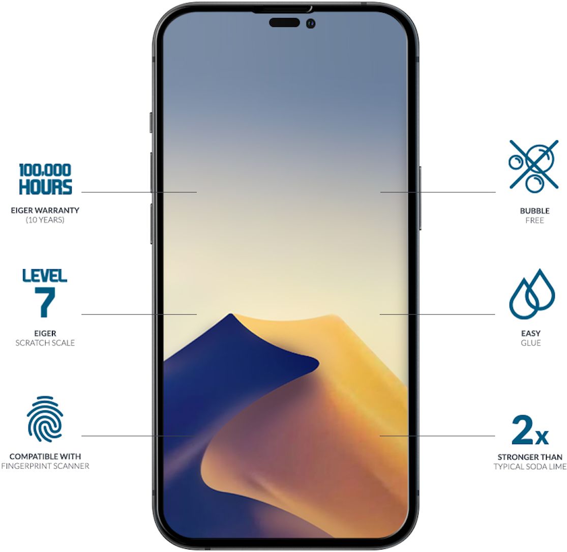 Eiger Apple iPhone 14 Pro Tempered Glass Case Friendly Gebogen afbeelding 3