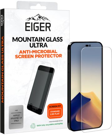 Eiger Ultra Apple iPhone 14 Pro Tempered Glass Antibacterieel Plat Screen Protectors