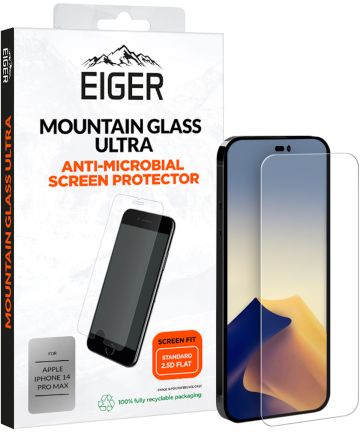 Eiger Ultra Apple iPhone 14 Pro Max Tempered Glass Antibacterieel Plat Screen Protectors