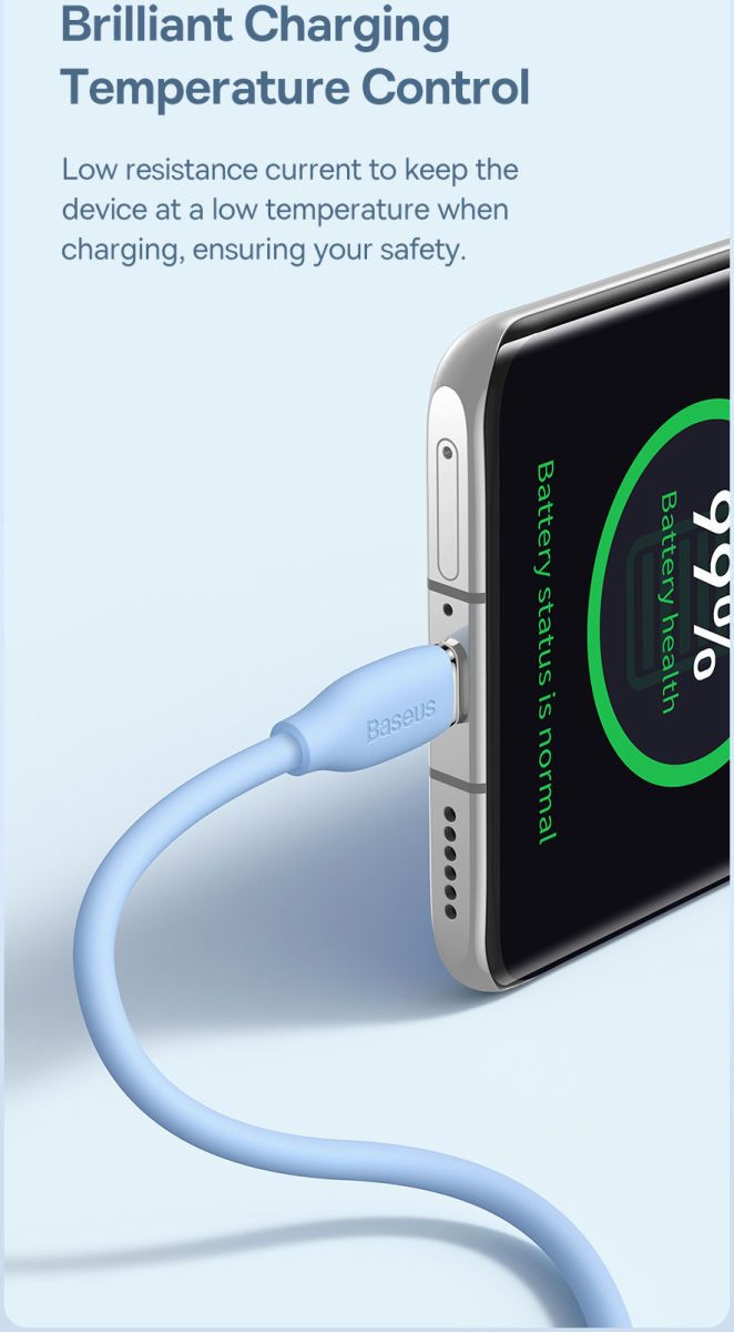 Baseus Liquid Silica 100W USB-C Snellaad Kabel 5A 1.2M Blauw afbeelding 6