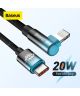 Baseus MVP2 90° USB-C naar Lightning Kabel PD 20W Haakse Hoek 1M Zwart