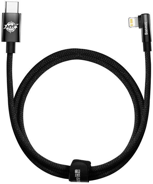 Baseus MVP2 90° USB-C naar Lightning Kabel PD 20W Haakse Hoek 2M Zwart afbeelding 1