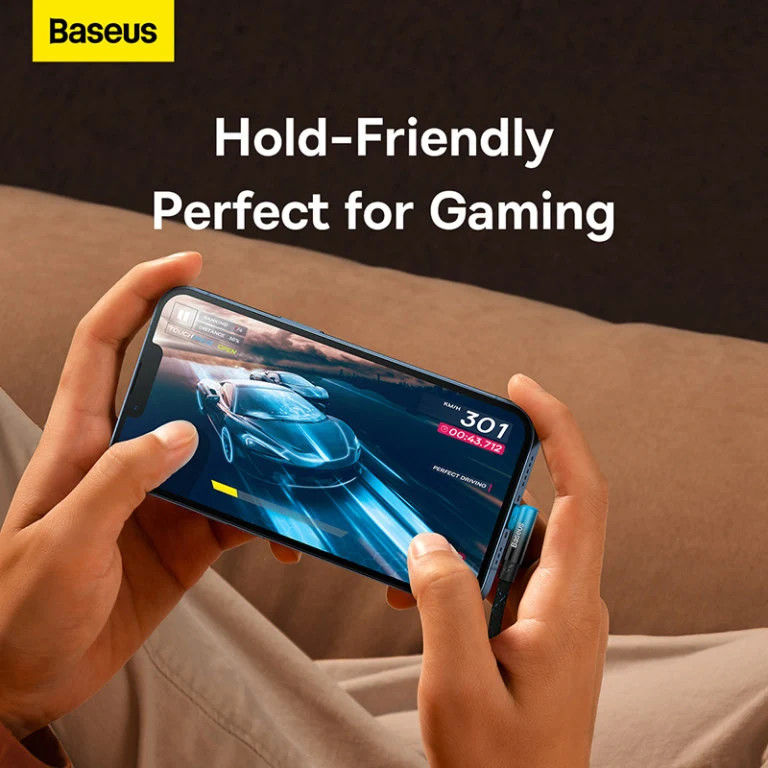 Baseus MVP2 90° USB-C naar Lightning Kabel PD 20W Haakse Hoek 2M Zwart afbeelding 4