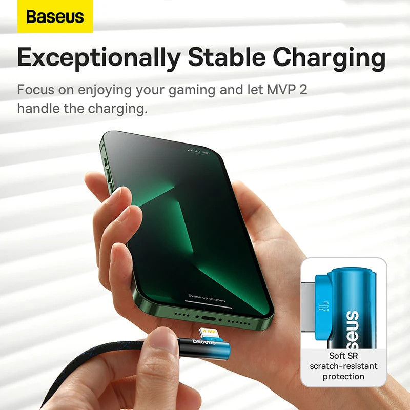 Baseus MVP2 90° USB-C naar Lightning Kabel PD 20W Haakse Hoek 2M Zwart afbeelding 7
