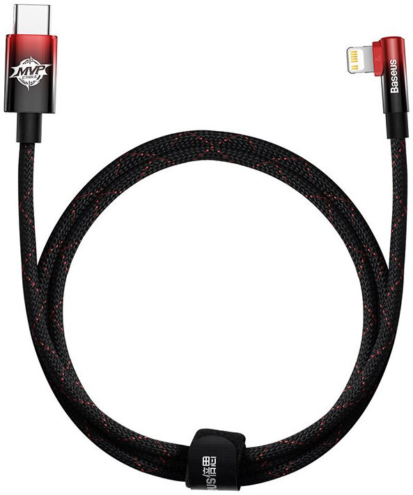 Baseus MVP2 90° USB-C naar Lightning Kabel PD 20W Haakse Hoek 2M Rood afbeelding 1