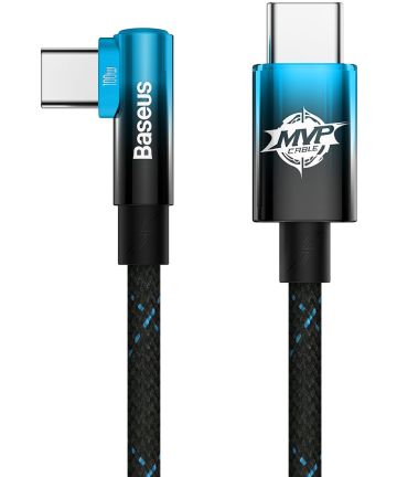 Baseus MVP 2 90° 5A USB-C naar USB-C Kabel PD 20W Haakse Hoek 2M Blauw Kabels