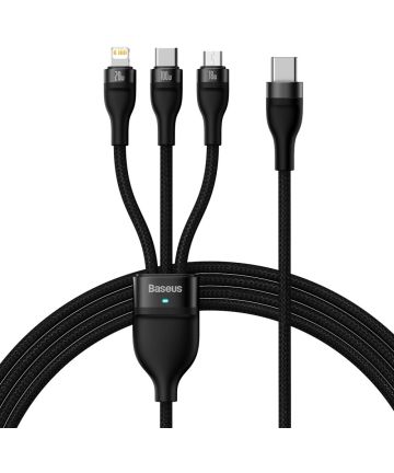 Baseus USB-C naar Lightning/USB-C/Micro USB Kabel 100W 1.5M Zwart Kabels