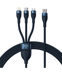 Baseus USB-C naar Lightning/USB-C/Micro USB Kabel 100W 1.5M Blauw