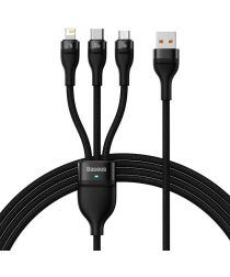 Baseus USB-A naar Lightning/USB-C/Micro USB Kabel 100W 1.2M Zwart