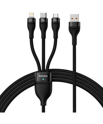 Baseus USB-A naar Lightning/USB-C/Micro USB Kabel 100W 1.2M Zwart Kabels