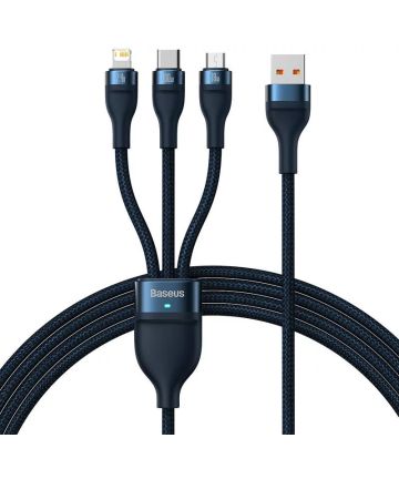 Baseus USB-A naar Lightning/USB-C/Micro USB Kabel 100W 1.2M Blauw Kabels