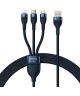Baseus USB-A naar Lightning/USB-C/Micro USB Kabel 100W 1.2M Blauw