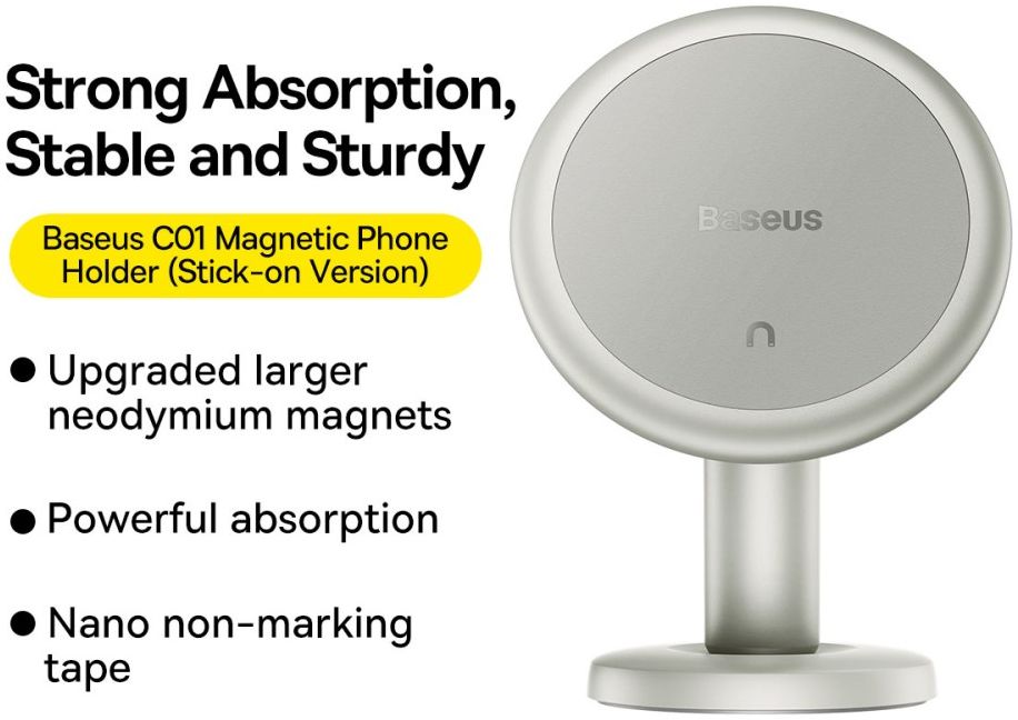 Baseus Universele Compacte Magnetische Dashboard Telefoonhouder Wit afbeelding 5