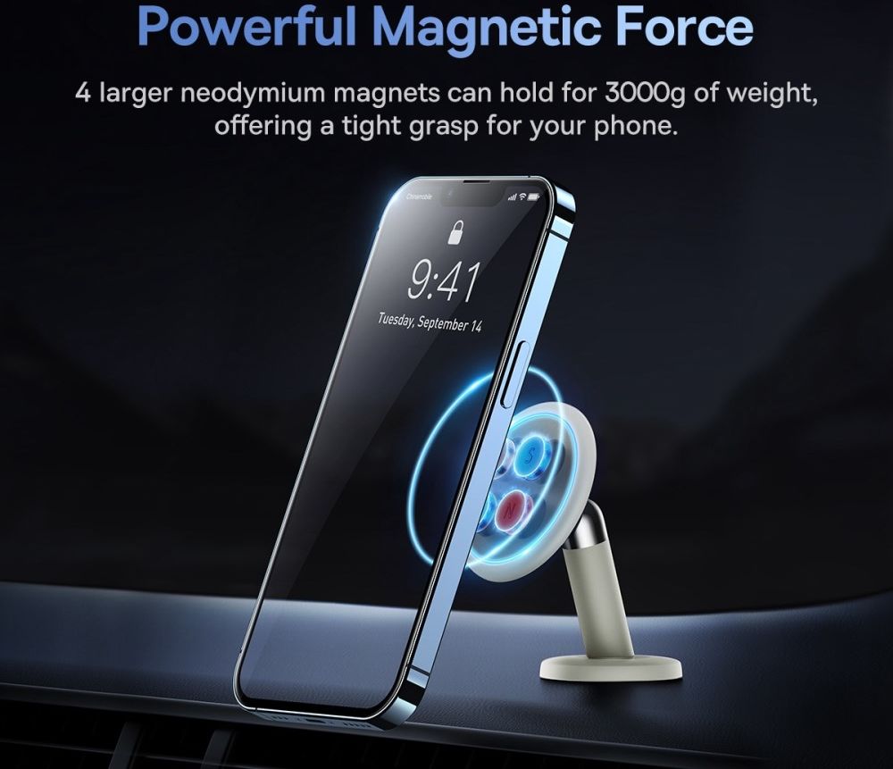 Baseus Universele Compacte Magnetische Dashboard Telefoonhouder Wit afbeelding 6