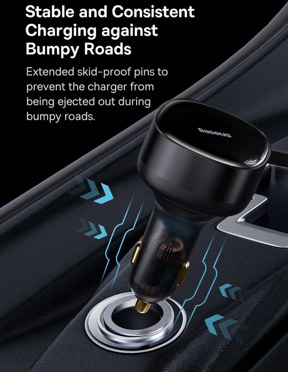 Baseus 30W Fast Charge Autolader met Uitrekbare Lightning/USB-C Kabel afbeelding 9