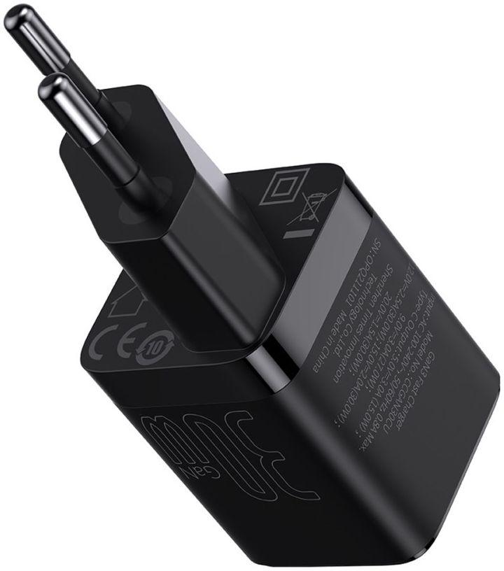 Baseus GaN3 USB-C Snellader 30W Power Delivery Adapter Zwart afbeelding 13