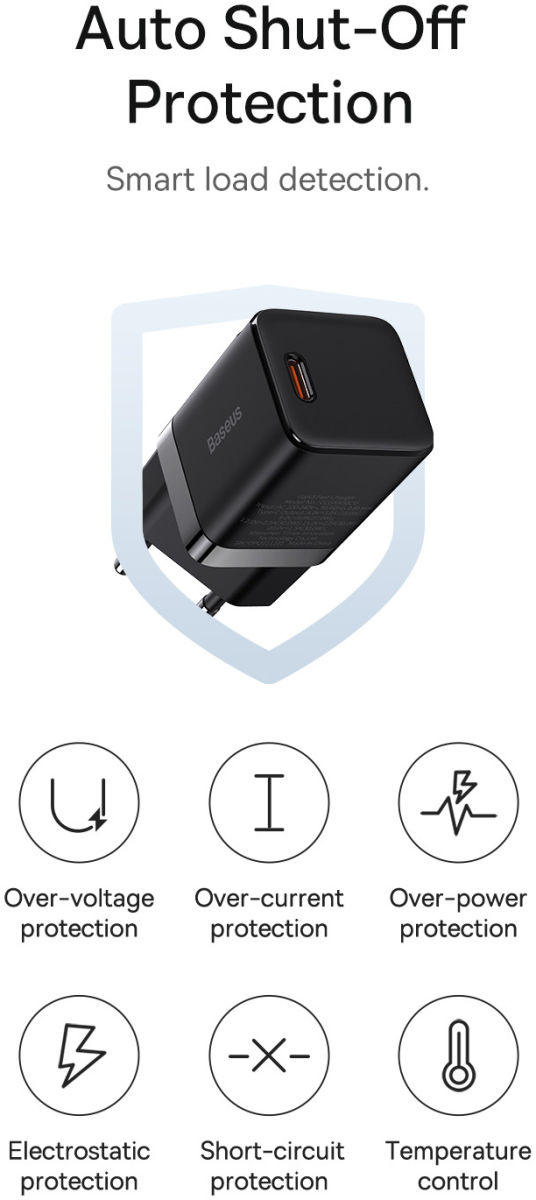 Baseus GaN3 USB-C Snellader 30W Power Delivery Adapter Zwart afbeelding 10