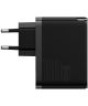 Baseus GaN5 100W Snellader met Fast Charge + 100W USB-C Kabel Zwart