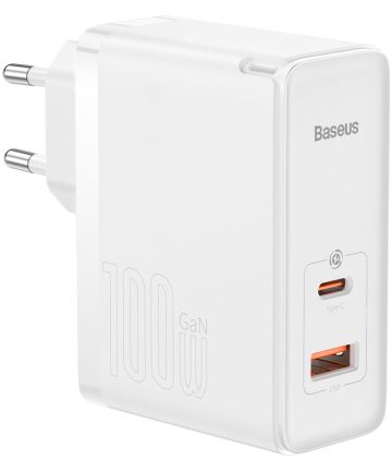 Baseus 100W Snellader Laptop/MacBook + 100W USB-C Kabel 5A 1M Wit Opladers
