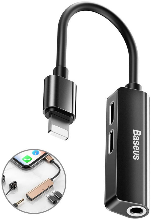 Baseus L52 Adapter Lightning naar 2x Lightning en 3.5mm Jack Splitter afbeelding 13