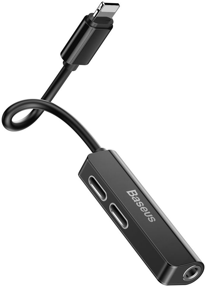 Baseus L52 Adapter Lightning naar 2x Lightning en 3.5mm Jack Splitter afbeelding 2