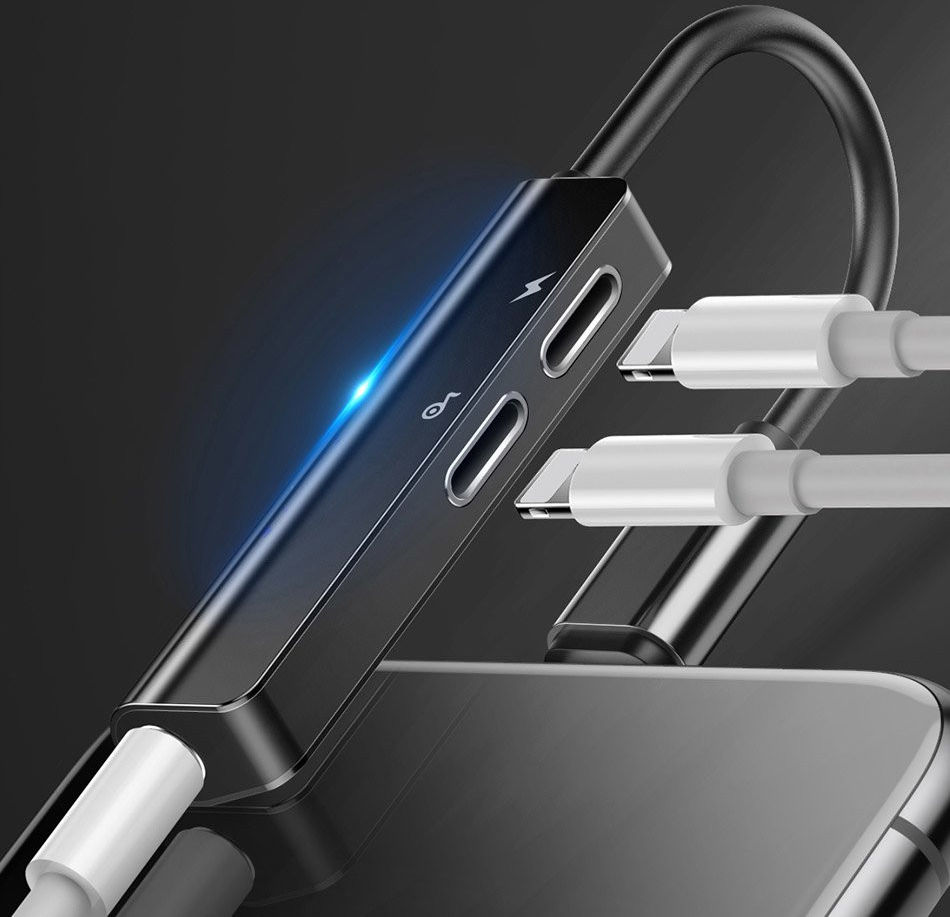 Baseus L52 Adapter Lightning naar 2x Lightning en 3.5mm Jack Splitter afbeelding 6