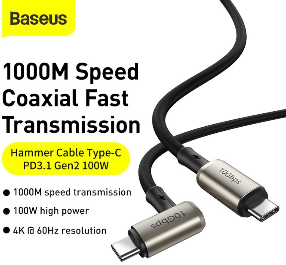 Baseus 100W USB-C Snellaad Kabel 5A 4K@60Hz Videokabel 1.5M Zwart afbeelding 3